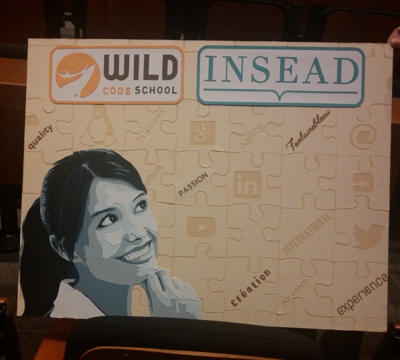 Tableau réalisé pendant le Hackathon 2016 Wildcode School et Insead Fontainebleau (école de webdev et business school). 48h pour le réaliser puis le présenter. Découpage collage papier, Carole b
