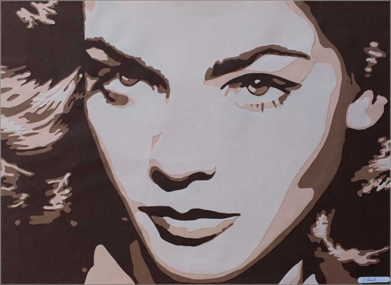 Le regard bleu acier de Lauren Bacall sous mon scalpel... Decoupage collage papier, Carole b