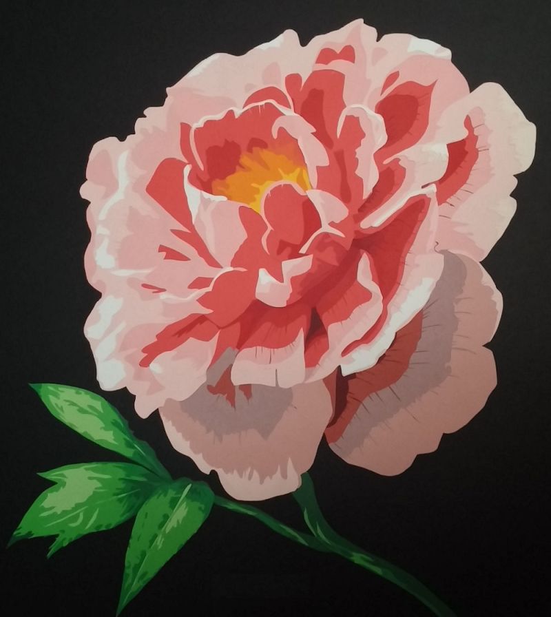 Pivoine en découpage collage tout en nuance de papier. Carole b